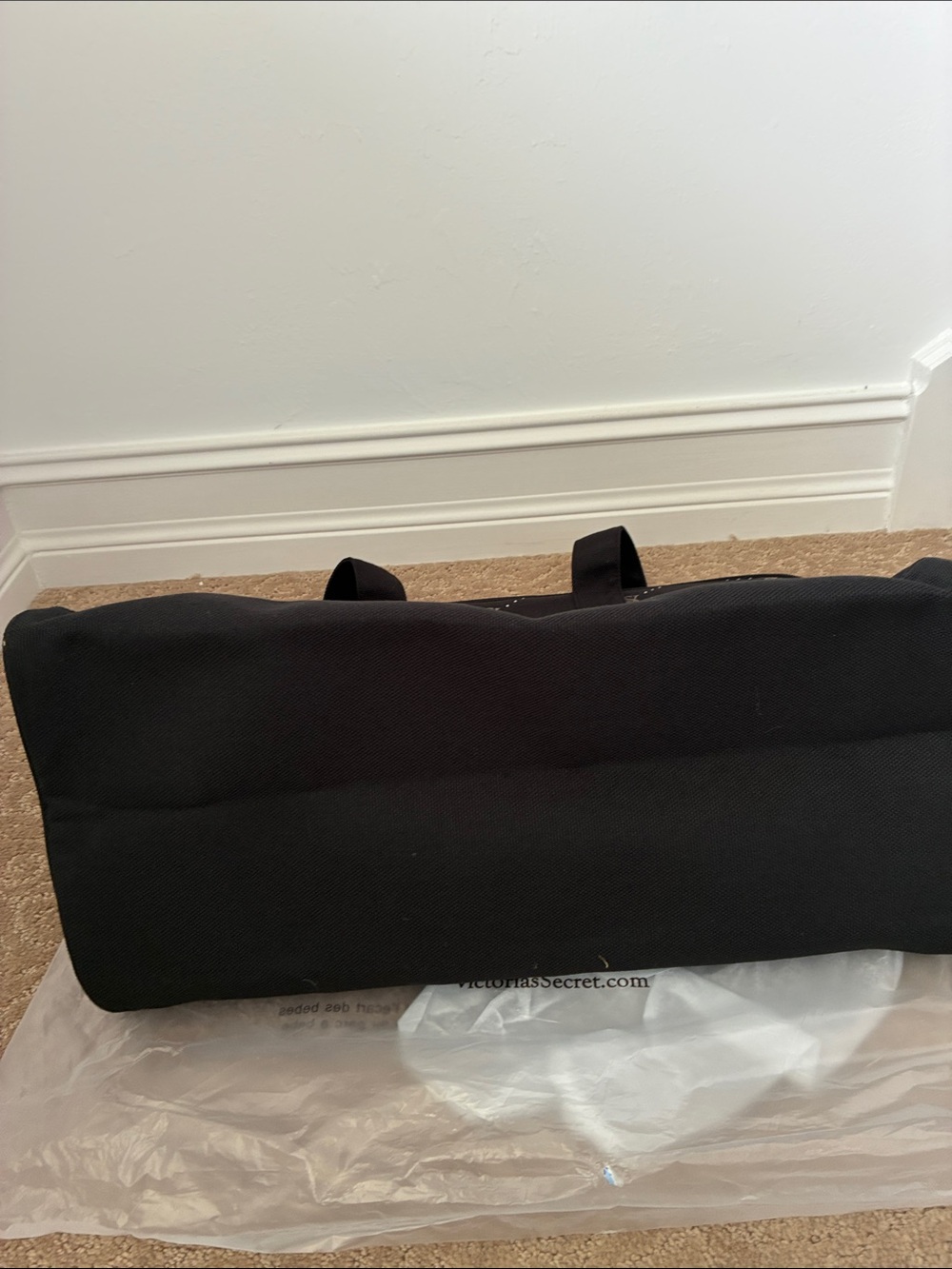 Victoria's Secret Black Bling Logo Weekend Travel Bag Duffle - Picture 3 of 6